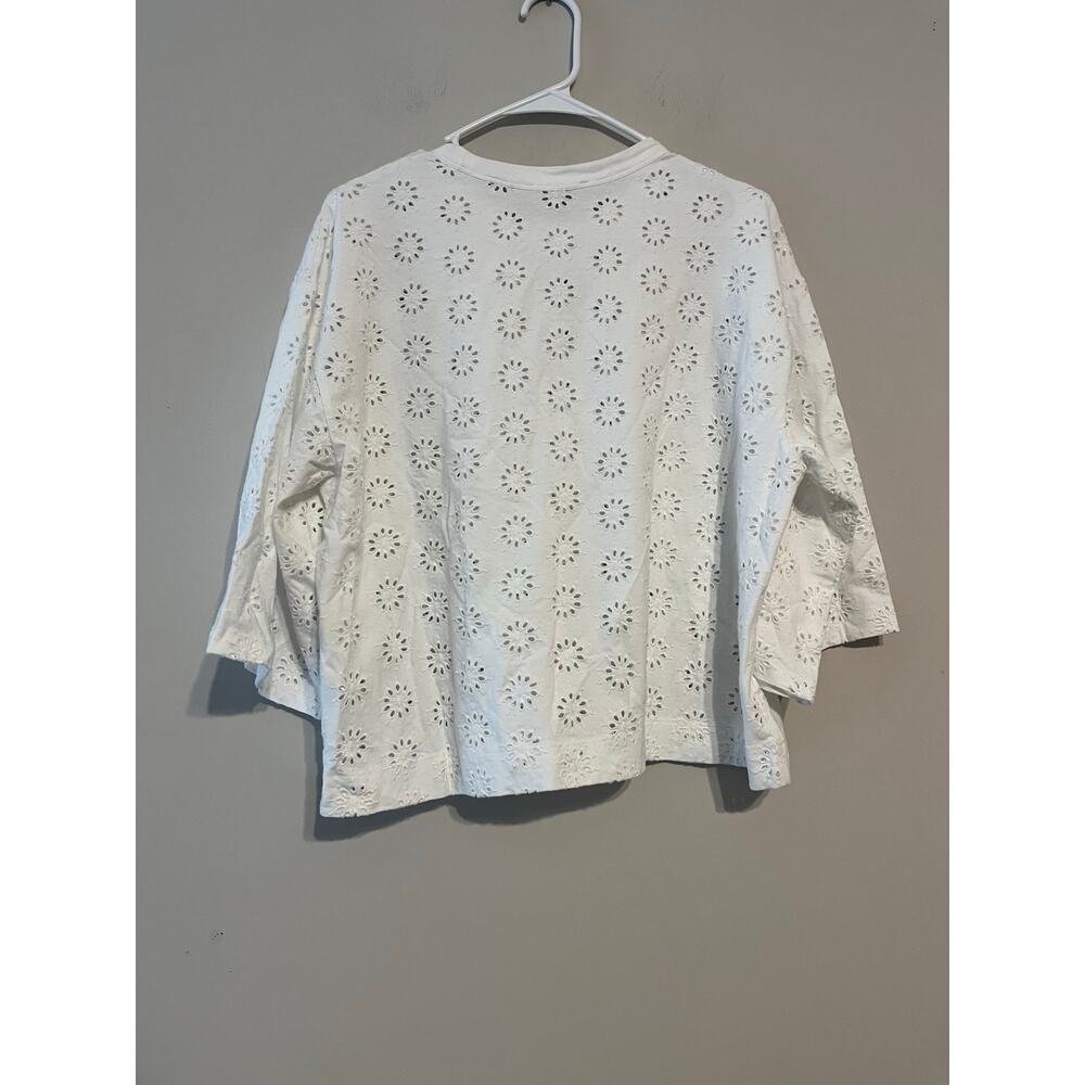 Madewell Embroidered Wide-Sleeve Boxy Tee in White NWT! - Picture 10 of 10